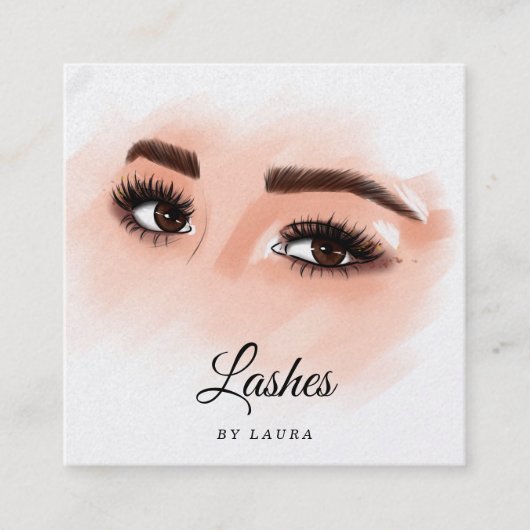 Lange mooie Lashes Eyes en Brows Hand getekend Vierkante Visitekaartje (Voorkant)