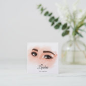Lange mooie Lashes Eyes en Brows Hand getekend Vierkante Visitekaartje (Staand voorkant)