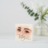 Lange mooie Lashes Eyes en Brows Hand getekend Vierkante Visitekaartje (Staand voorkant)