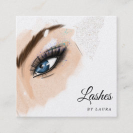 Lange mooie Lashes Eyes en Brows Hand getekend Vierkante Visitekaartje