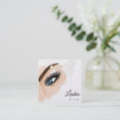 Lange mooie Lashes Eyes en Brows Hand getekend Vierkante Visitekaartje (Staand voorkant)