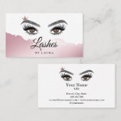 Lange mooie Lashes Eyes en Brows Hand getekend Visitekaartje (Voorkant / Achterkant)