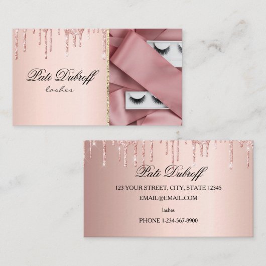 Lange mooie wimpers ogen en wenkbrauwen visitekaartje (Voorkant / Achterkant)