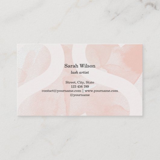 Lange mooie wimpers stoffig roze zwart script visitekaartje (Achterkant)