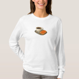 Lange mouw met koffie en sandwich t-shirt