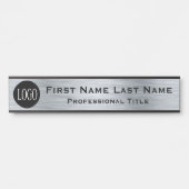 Lange Naam Logo Kantoor Deur Teken Faux Silver Deurbordje (Voorkant)