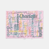 Lange naam Patroon Typografie Roze baby Fleece Deken (Voorkant (Horizontaal))