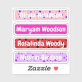 Lange naamstickers voor meisjes (waterdichte etike sticker (Vel)