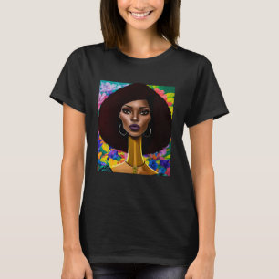 Lange nek afro zwarte vrouwen en bloem 5 t-shirt
