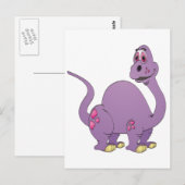 Lange nek Paarse dinosaurus Cartoon Briefkaart (Voorkant / Achterkant)