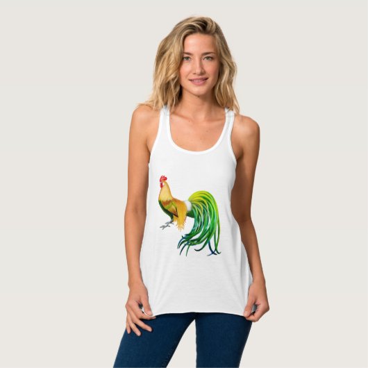 Lange opgezette Phoenix Rooster Flowy Racerback Ta Tanktop (Volledige Voorkant)