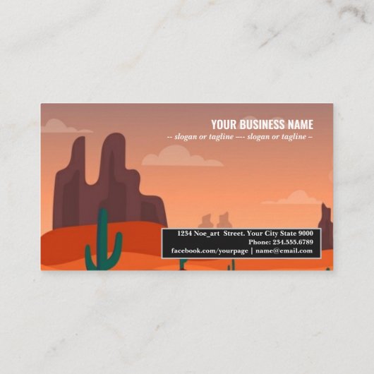 Lange opname van woestijnlandschap visitekaartje (Achterkant)