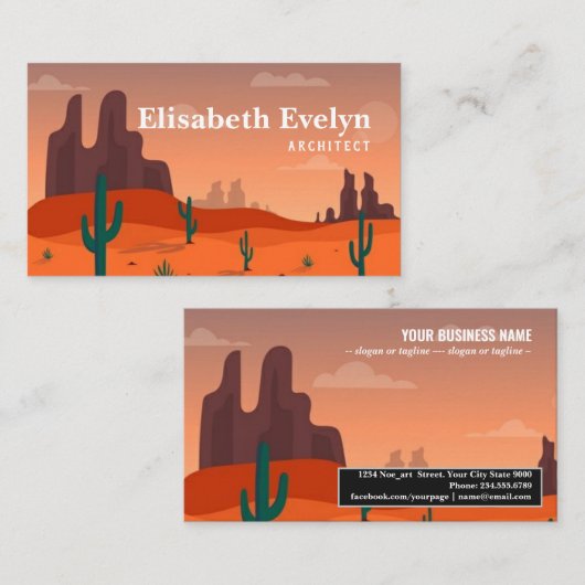 Lange opname van woestijnlandschap visitekaartje (Voorkant / Achterkant)