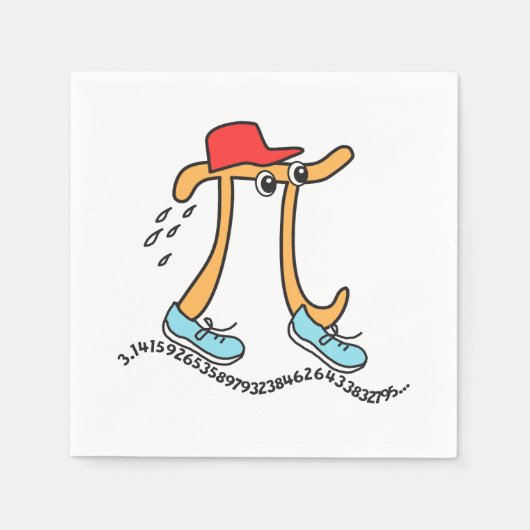 Lange pi © Funny Pi Guy Runner Paper Napkin Servet (Voorkant)