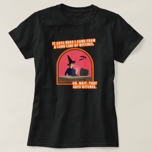 Lange rij heksen. t-shirt (Design voorkant)