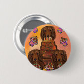 Lange Rode Dachshunds Ronde Button 5,7 Cm (Voorkant /achterkant)
