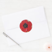 Lange rode klaproos II ronde Sticker (Envelop)