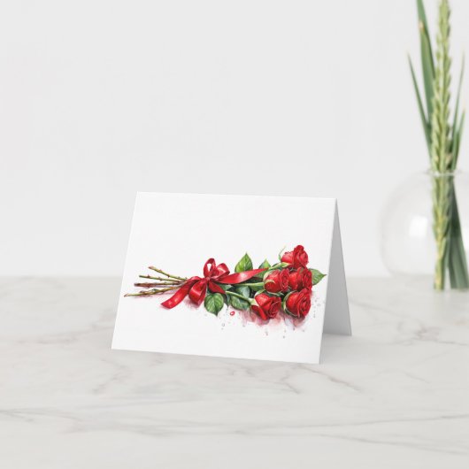 Lange rode rozen voor Valentijnsdag Kaart (Voorkant)