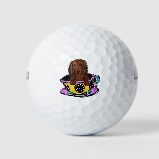 Lange Roodharige Doxie Golfballen (Voorkant)