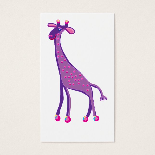 Lange roze giraffe visitekaartje (Voorkant)