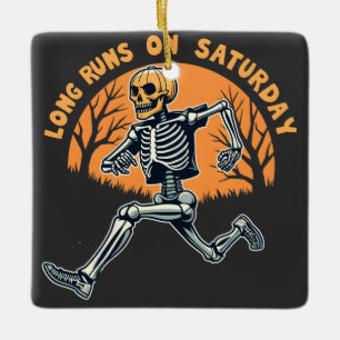 Lange runs op zaterdag Spooky Skeleton Running Keramisch Ornament