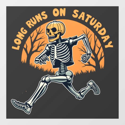 Lange runs op zaterdag Spooky Skeleton Running Raamsticker (Vel)