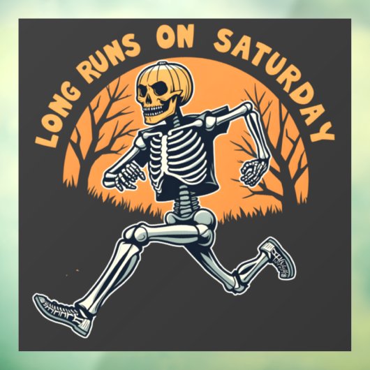 Lange runs op zaterdag Spooky Skeleton Running Raamsticker (Vel 3)