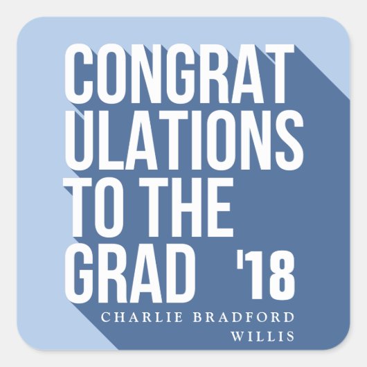 LANGE SCHADUW FELICITATIES AAN DE AFSTUDEERDER MAR VIERKANTE STICKER (Voorkant)