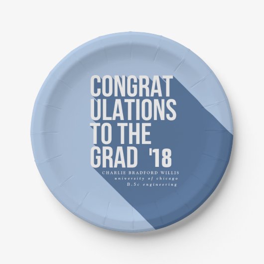 LANGE SCHADUWCONGRATEN AAN HET AFSTUDEERDER PAPIEREN BORDJE (Voorkant)