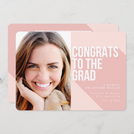 LANGE SCHADUWCONGRATEN VOOR DE AFSTUDEERDER BLUSH KAART (Voorkant / Achterkant)