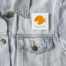 Lange schoolzomervakantie vierkante button 5,1 cm