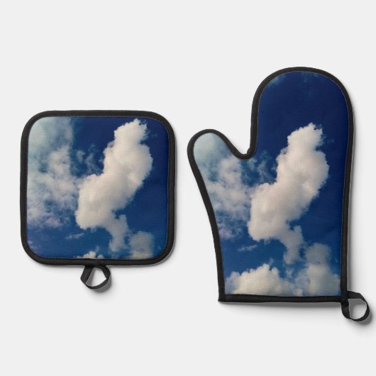 Lange schuine wolk ovenwant & pannenlap set (Voorkant)