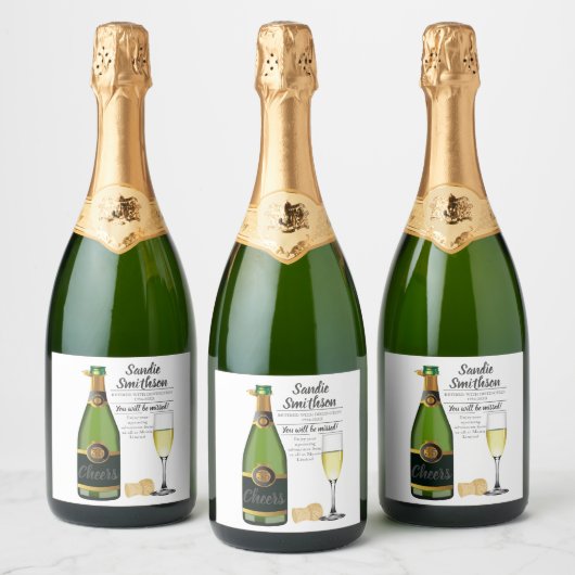 lange service award pensioen cadeau baas Sparkling Sparkling Wijnetiket (Flessen)