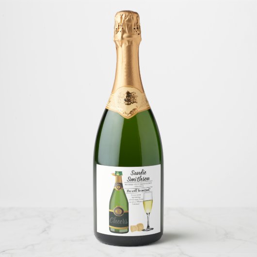 lange service award pensioen cadeau baas Sparkling Sparkling Wijnetiket (Voorkant)