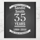 Lange service award pensioen cadeau voor baas wijn etiket (Enkel label)