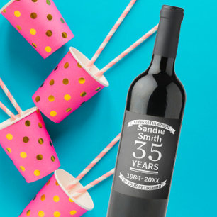 Lange service award pensioen cadeau voor baas wijn etiket