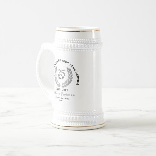 Lange servicewaardering op maat bierpul (Voorkant links)