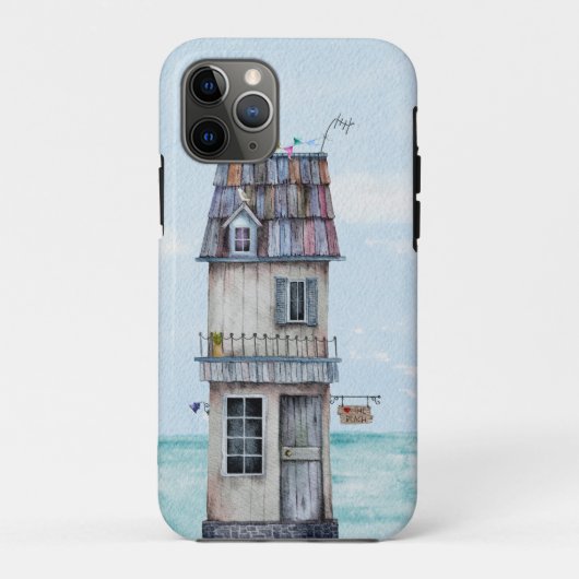 Lange skinny verweerde grijze strandhut waterverf Case-Mate iPhone case (Achterkant)