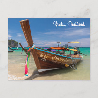 Lange staartboot, Krabi, Thailand Feestdagenkaart