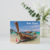 Lange staartboot, Krabi, Thailand Feestdagenkaart (Staand voorkant)