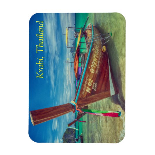 Lange staartboot op het strand, Krabi, Thailand Magneet (Verticaal)