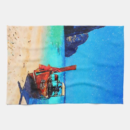 Lange staartboot op Thai Theedoek (Horizontaal)