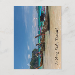 Lange staartboten op Ao Nang Beach, Krabi, Thailan Briefkaart