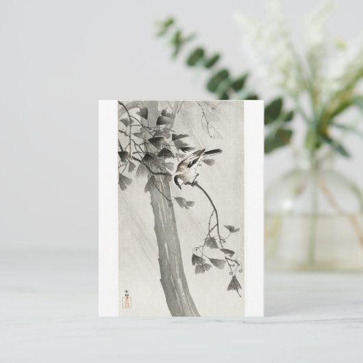 Lange staartstip in storm - Ohara Koson - volledig Briefkaart (Staand voorkant)