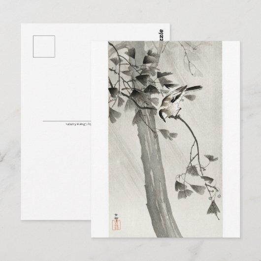Lange staartstip in storm - Ohara Koson - volledig Briefkaart (Voorkant / Achterkant)