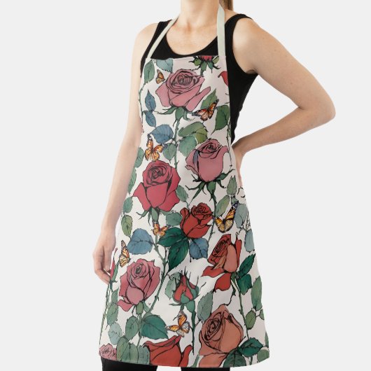 Lange stam Rozen en Monarch Vlinders Schort (Insitu)