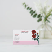 Lange Stem Rode Rozen Business Card Template Visitekaartje (Staand voorkant)