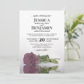 Lange Stemmed Dusty Mauve Roos Elegant Wedding Kaart (Staand voorkant)