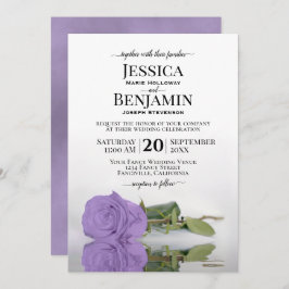 Lange Stemmed Lavender Paars Roos Elegant Wedding Kaart