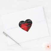 Lange Stemmed Red Rose gepersonaliseerde bruiloft Hart Sticker (Envelop)